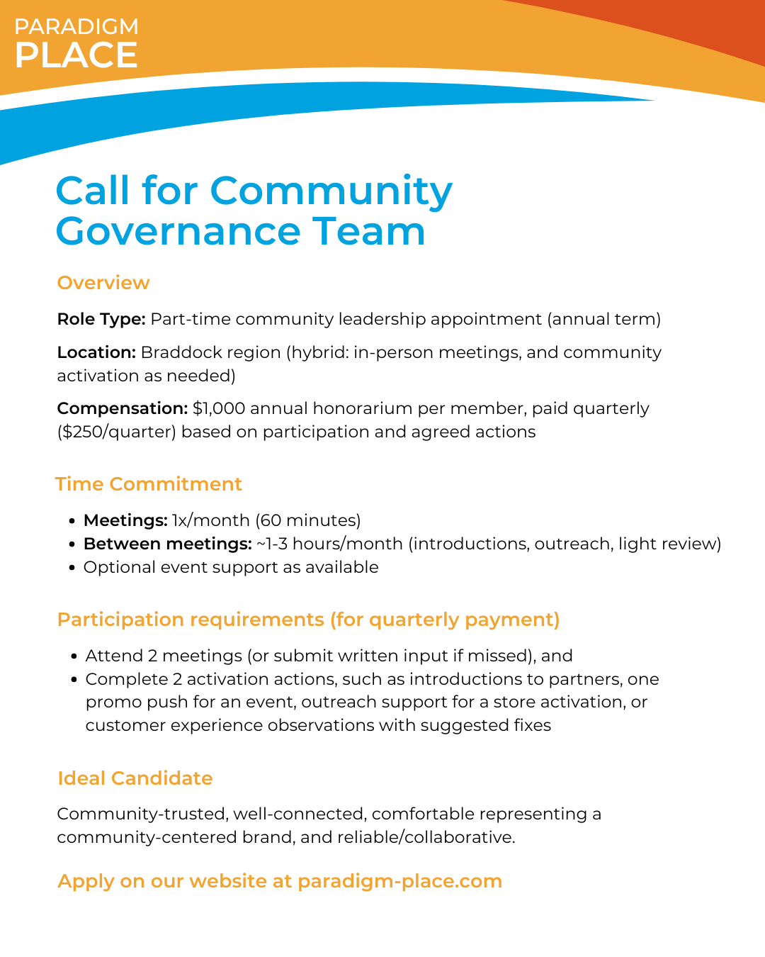 Call for Governance Team Members flyer