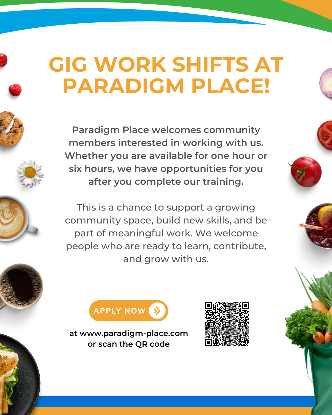 Gig Work Shifts at Paradigm Place flyer